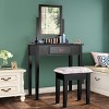 Costway Makeup Desk Vanity Dressing Table Square Stool 1 Large Black - 2 of 4