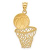 Black Bow Jewelry 14k Yellow Gold Satin & Diamond Cut Basketball and Net Pendant - 3 of 4
