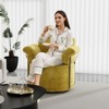 KWPZQEB 360¡ã Swivel Accent Chair, Modern Round Swivel Barrel Chairs with Metal Legs, Upholstered Sofa Arm Chairs for Bedroom, Reading, Office - 3 of 4