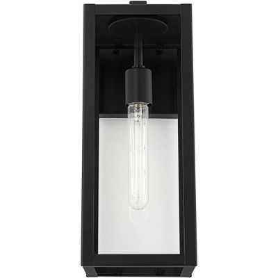 Mystic Black Rectangular Frame Outdoor Wall Light Set with Clear Glass
