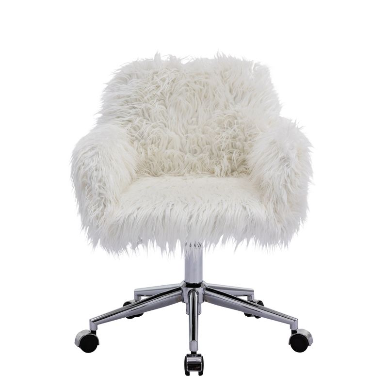 Modern Faux Fur Home Office Chair, Swivel Fluffy Vanity Chair-ModernLuxe, 5 of 11