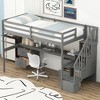 Twin Size Loft Bed Frame with Built-in Desk, Storage Stairs and 4 Drawers - ModernLuxe - image 3 of 4