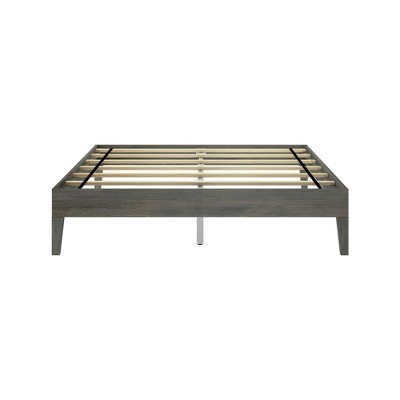Driftwood Queen Solid Pine Platform Bed Frame with Drawer