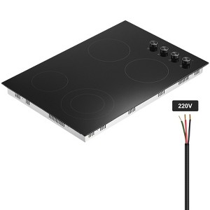 VEVOR Electric Cooktop, 30 inch 4 Burners Built-in Electric Stove Top, 7200W Ceramic Top Radiant Cooktop, with Glass Panel, Knob Control - 1 of 4