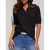 Womens Short Sleeve Sweater Tops Polo Collar Sweater Knitted Tops Cable Knit Sweater - 4 of 4