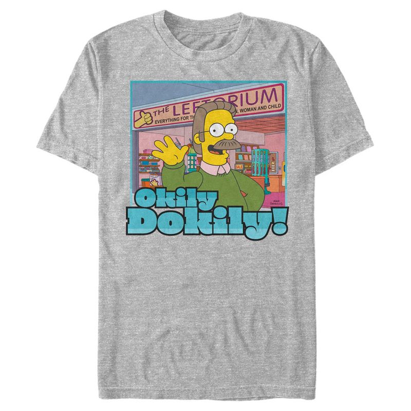 Men's The Simpsons Ned Flanders Leftorium Okily Dokily T-Shirt, 1 of 6