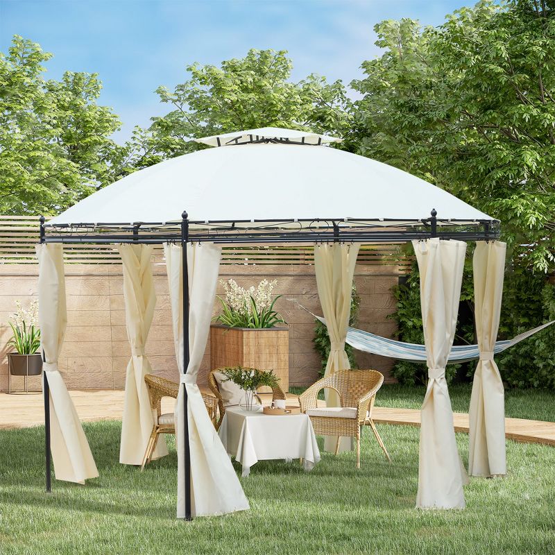 Outsunny 11.5' Steel Outdoor Patio Gazebo Canopy with Double roof Romantic Round Design & Included Side Curtains, 3 of 11