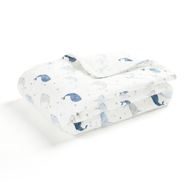 Lush Décor Soft & Plush Oversized Reversible Baby Blanket Narwhal Starfish  - Blue/Gray