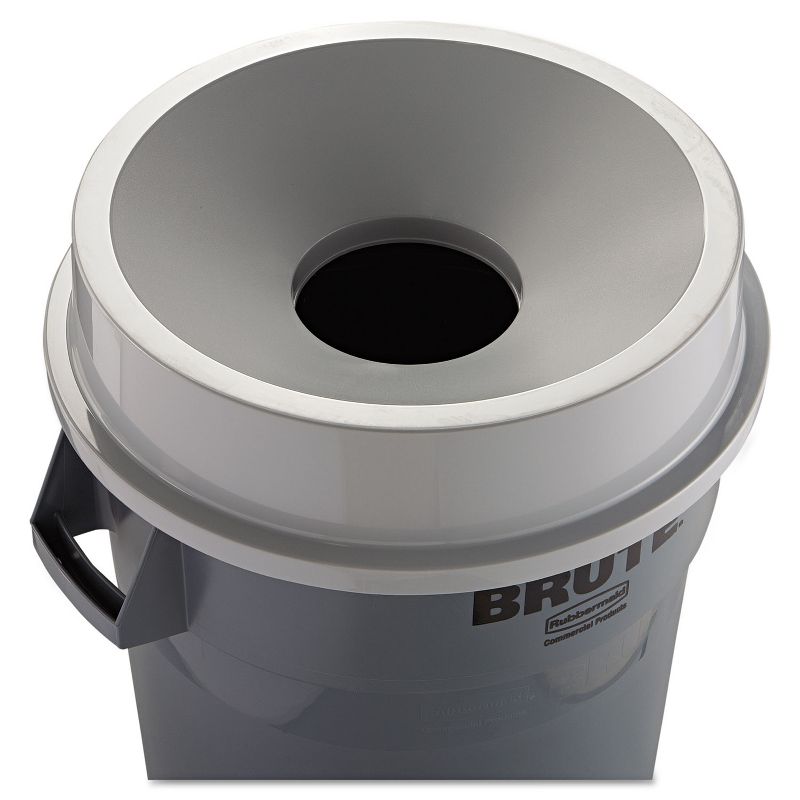 Rubbermaid Commercial Round Brute Funnel Top Receptacle 22 3/8 x 5 Gray 3543GRA, 3 of 4
