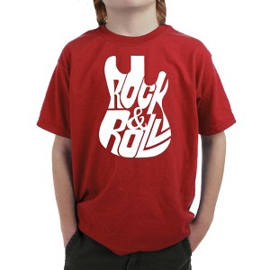 LA Pop Art Rock And Roll Guitar - Boy's Word Art T-Shirt - 1 of 4