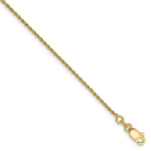 Black Bow Jewelry 1.15mm, 14k Yellow Gold, Diamond Cut Rope Chain Anklet or Bracelet - 1 of 4