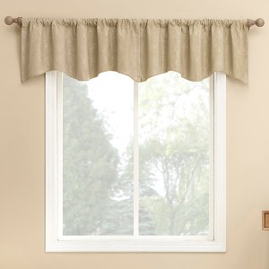 1pc 50"x18" Sun Zero Bronte Floral Jacquard 100% Blackout Rod Pocket Curtain Valance Taupe - 1 of 4
