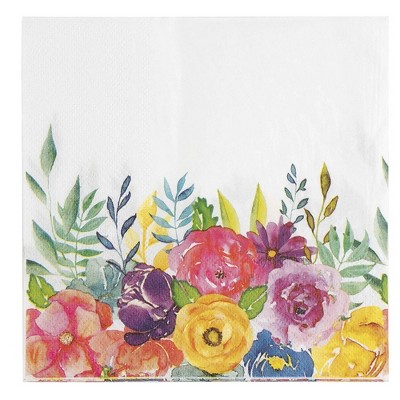 Juvale 100PC Floral Disposable Paper Napkins for Weddings Party Supplies 2-Ply