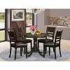 5-Piece Round Cappuccino Finish Solid Wood Top Dining table with 4-Chairs with - 2 of 4