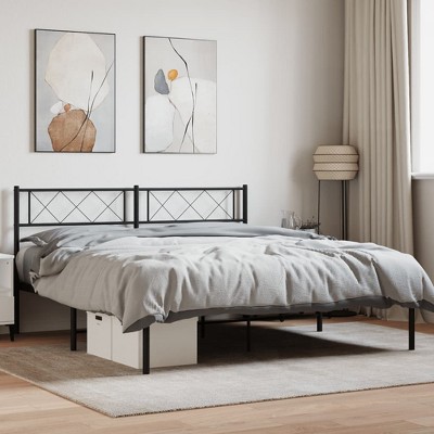 vidaXL Metal Bed Frame with Headboard Black 59.1 in.x78.7 in.