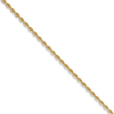 Black Bow Jewelry 1.75mm 14k Yellow Gold Classic Solid Rope Chain Bracelet & Anklet