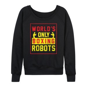 Women's - Rock 'Em Sock 'Em Robots - Worlds Only Boxing Robots Lightweight French Terry Wide Neck Long Sleeve Shirt - 1 of 4