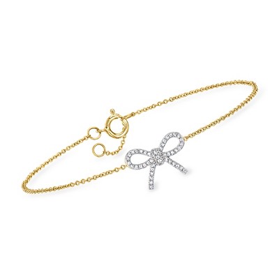 Pure Collection by Ross-Simons 0.10 ct. t.w. Diamond Bow Bracelet in 14kt Yellow Gold