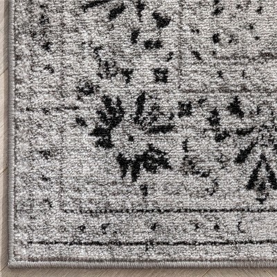Reversible Easy-Care Synthetic Gray Rectangular Rug