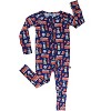 Lev Baby Boys' Bamboo Convertible Zipper Romper – Firetruck Print One-Piece Baby Boy Clothes (6–12M to 18–24M) - 2 of 4