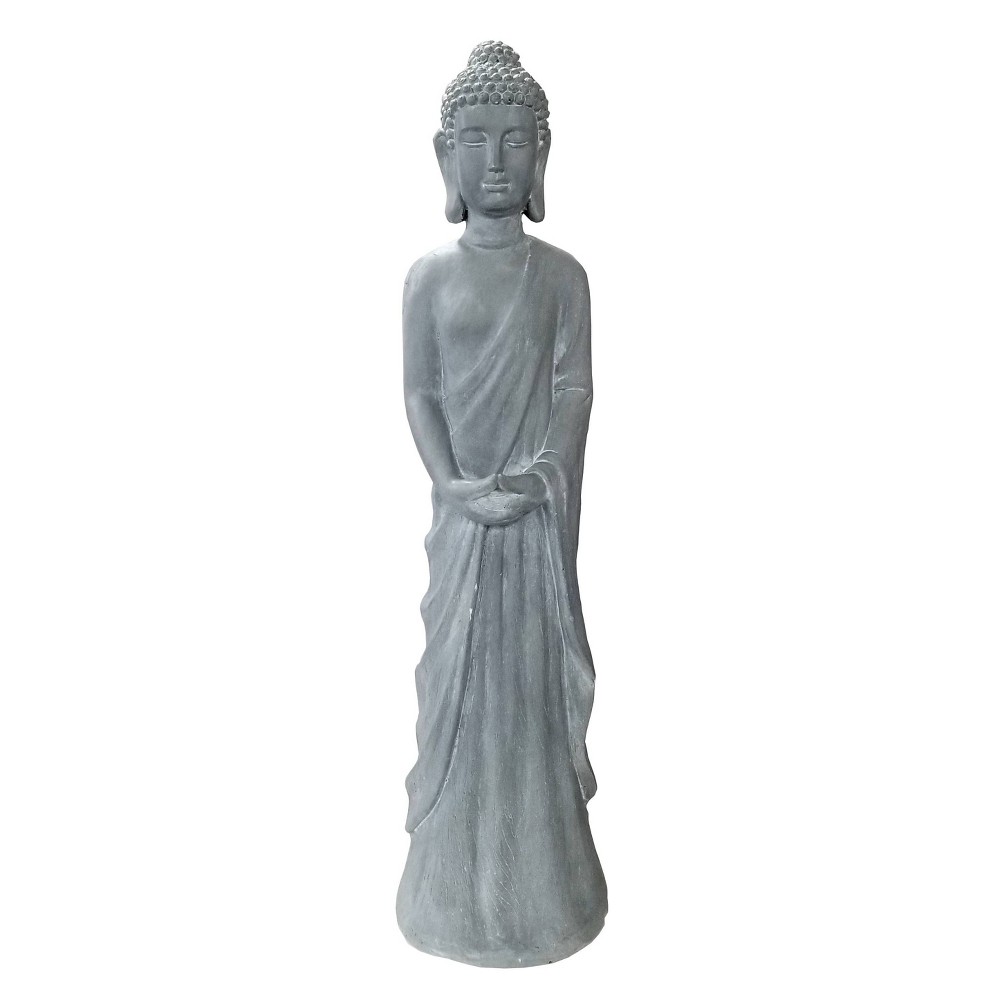 Photos - Coffee Table 32" Magnesium Oxide Standing Buddha Statue Gray - Alpine Corporation