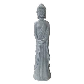 32" Magnesium Oxide Standing Buddha Statue Gray - Alpine Corporation