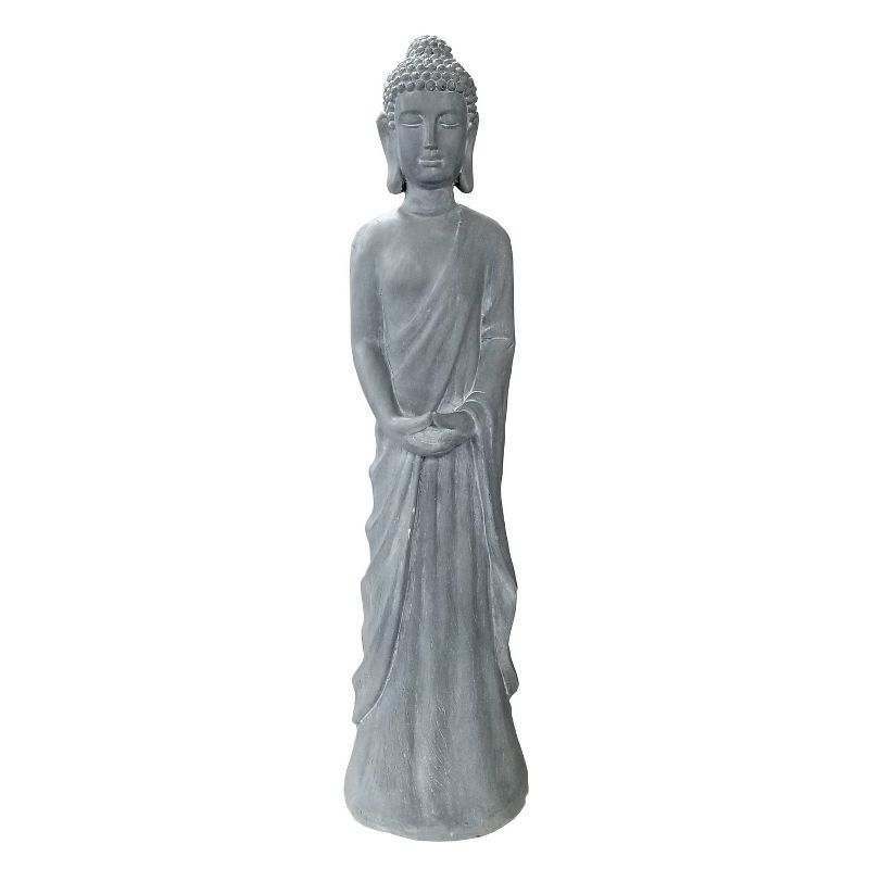 32&#34; Magnesium Oxide Standing Buddha Statue Gray - Alpine Corporation, 1 of 5