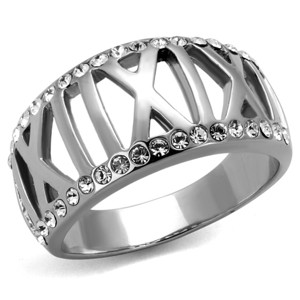 Slickblue Women's Silver Roman Numeral Ring, Stainless Steel, Clear Synthetic Crystal Accent,Polished Finish,Sizes 5–10 - 1 of 4