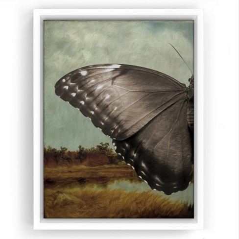 Americanflat - 16x20 Floating Canvas White - Butterfly Landscape I By Chaos  & Wonder Design : Target