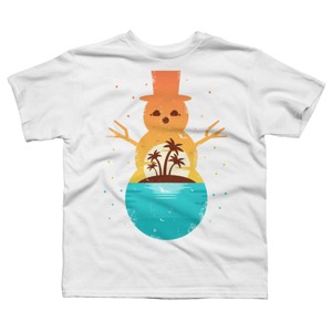 Boy's Design By Humans Christmas in July Snowman Sunset By destiny29 T-Shirt - 1 of 3