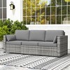 Outsunny Wicker Patio Couch, PE Rattan 3-Seat Sofa, Outdoor Furniture with Deep Seating, Cushions, Steel Frame - 2 of 4
