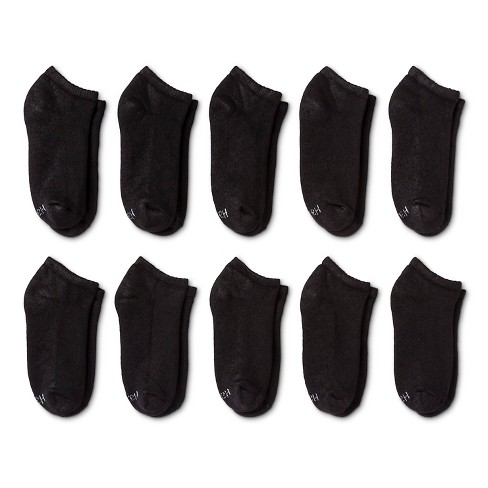 Hanes Women's 10pk Cushioned Low Cut Socks - Black 5-9 : Target