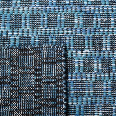 Blue Geometric Handwoven Wool Kilim Area Rug, 3' x 5'