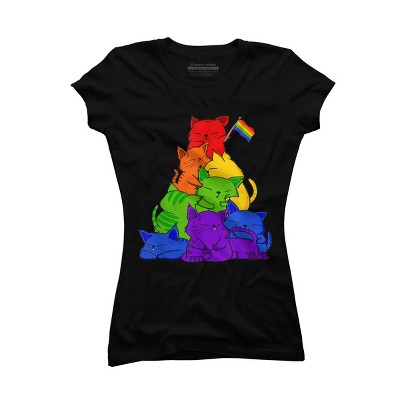 Adult Design By Humans Cat Pile Rainbow Pride Flag By ACEGlobal T-Shirt