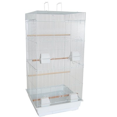 YML A6924 3/8 inches Bar Spacing Tall Flat Top Small Bird Cage White 18 inches x 18 inches