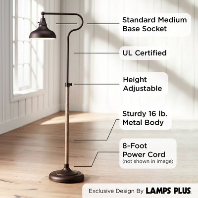Ferris 57" Bronze Adjustable Pharmacy Floor Lamp with Faux Wood Grain