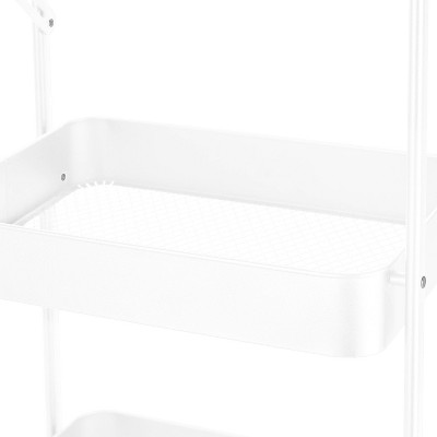White 3-Tier Metal Folding Utility Rolling Storage Cart