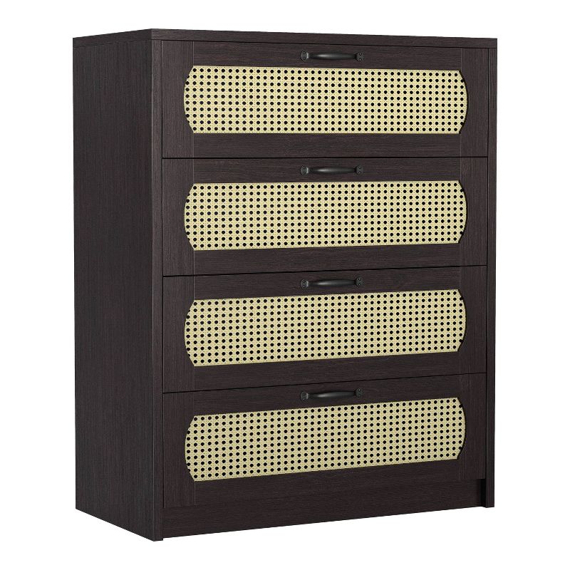 Summertree Transitional Faux Rattan Webbed 4 Drawer Chest Espresso - miBasics, 1 of 13