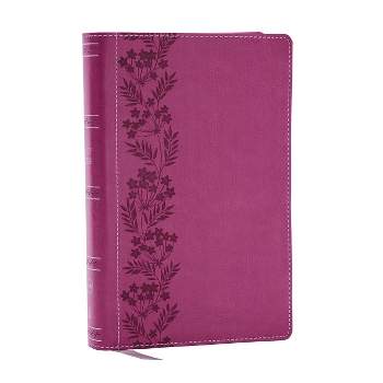 NKJV Personal Size Large Print Bible with 43,000 Cross References, Pink Leathersoft, Red Letter, Comfort Print - by  Thomas Nelson (Leather Bound)