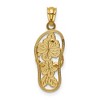 Black Bow Jewelry 14k Yellow Gold and White Rhodium Floral Flip Flop Pendant, 9 x 24mm - 3 of 4