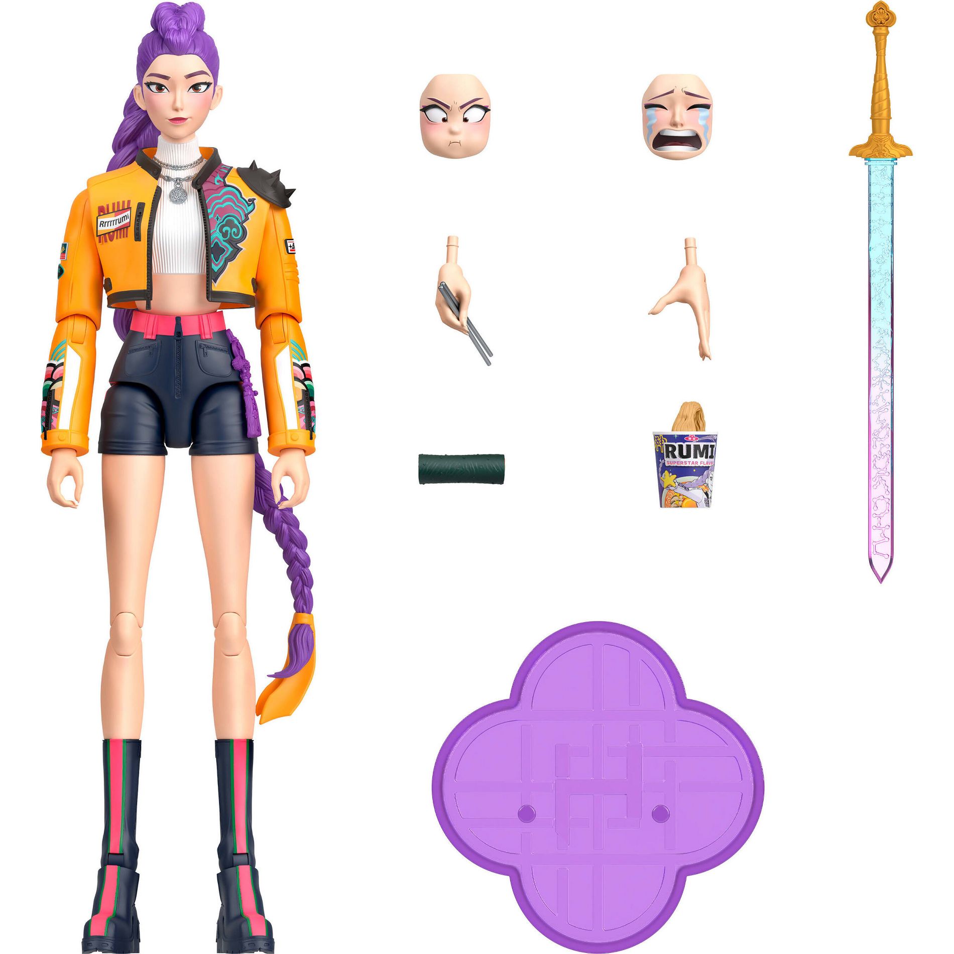 KPop Demon Hunters HUNTR/X Rumi 6" with Accessories & Swappable Faces & Hands Action Figure