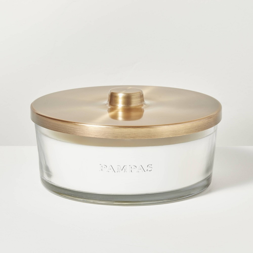 5-Wick Clear Glass Pampas Knob-Lid Jar Candle 28oz - Hearth & Hand™ with Magnolia