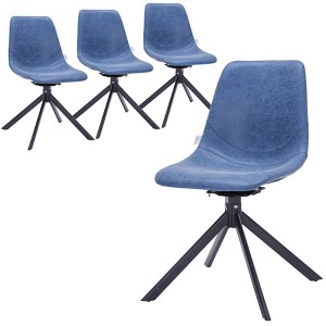 LeisureMod Markley Swivel Leather Dining Side Chair with Durable Iron Legs – Comfortable Accent Chair for Kitchen, Dining Room, or Office Set of 4 - 1 of 4