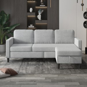 Mjkone 3-Seat Convertible L-Shaped Sectional Sofa w/ Reversible Storage Ottoman & Cup Holders - Modern, Space-Saving for Living Room/Office - 1 of 4