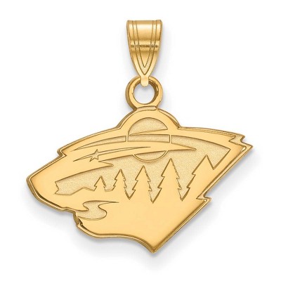 Black Bow Jewelry 14k Yellow Gold Minnesota Wild NHL Small Pendant