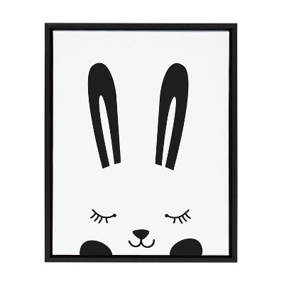 18" x 24" Sylvie Modern Baby Bunny Framed Canvas by Rachel Lee Black - Kate & Laurel All Things Decor