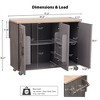 LOVSON 51.2" Geometric Twill Stripe Textured Design Kitchen Island, Rolling Kitchen Cart with Retractable Blades, Storage Rack, Towel Rack, Brown - 3 of 4