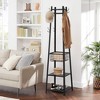 VECELO Freestanding Industrial Coat Rack with Metal Basket, 2 Shelves & 8 Dual Hooks – Entryway Hall Tree for Hats, Bags, and Scarves - 4 of 4