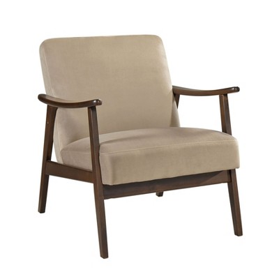 NicBex Velvet Accent Chair,Upholstered Living Room Chairs with Dark Walnut Finish,Mid-Century Armchair,Accent Chairs for Living Room