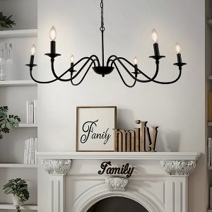 YANSUN 6-Light Black Rustic Industrial Iron Candle Chandeliers for Dining Room Living Room - 1 of 1